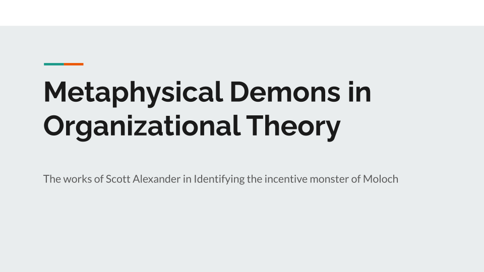 Metaphysical Demons in Organizational Theory first presentation slide